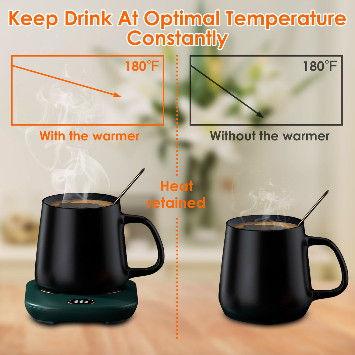 Electric Coffee Mug Warmer – Auto Shut-Off USB Cup Heater with 3 Temperature Settings