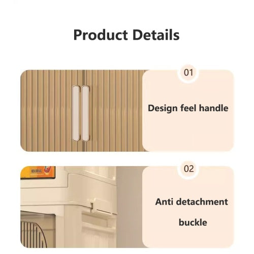 Collapsible Storage Bins with Magnetic Door, Plastic Storage Cabinet with Wheels, Closet Organizer & Storage Containers
