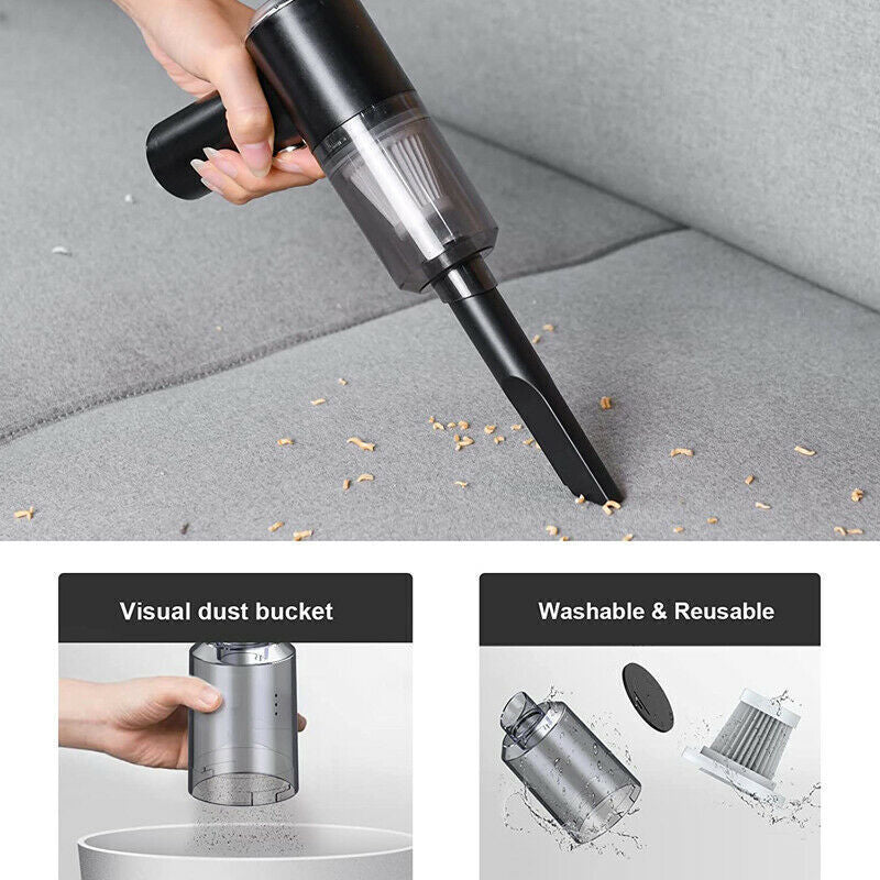 Portable Car Vacuum Cleaner – High Power Cordless Handheld, Rechargeable & Easy to Clean