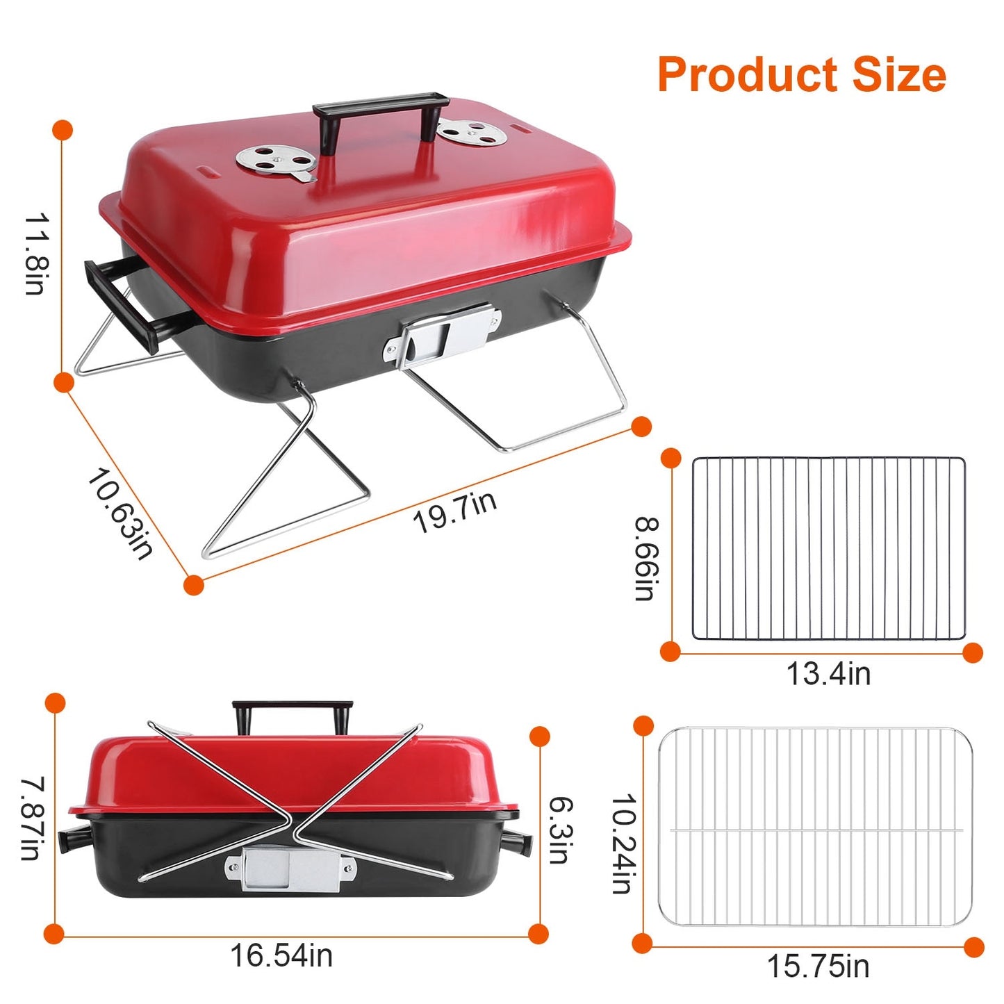 Portable Charcoal Grill – Outdoor Tabletop Small BBQ Smoker with Folding Lid | Perfect for Camping, Picnics & Beach