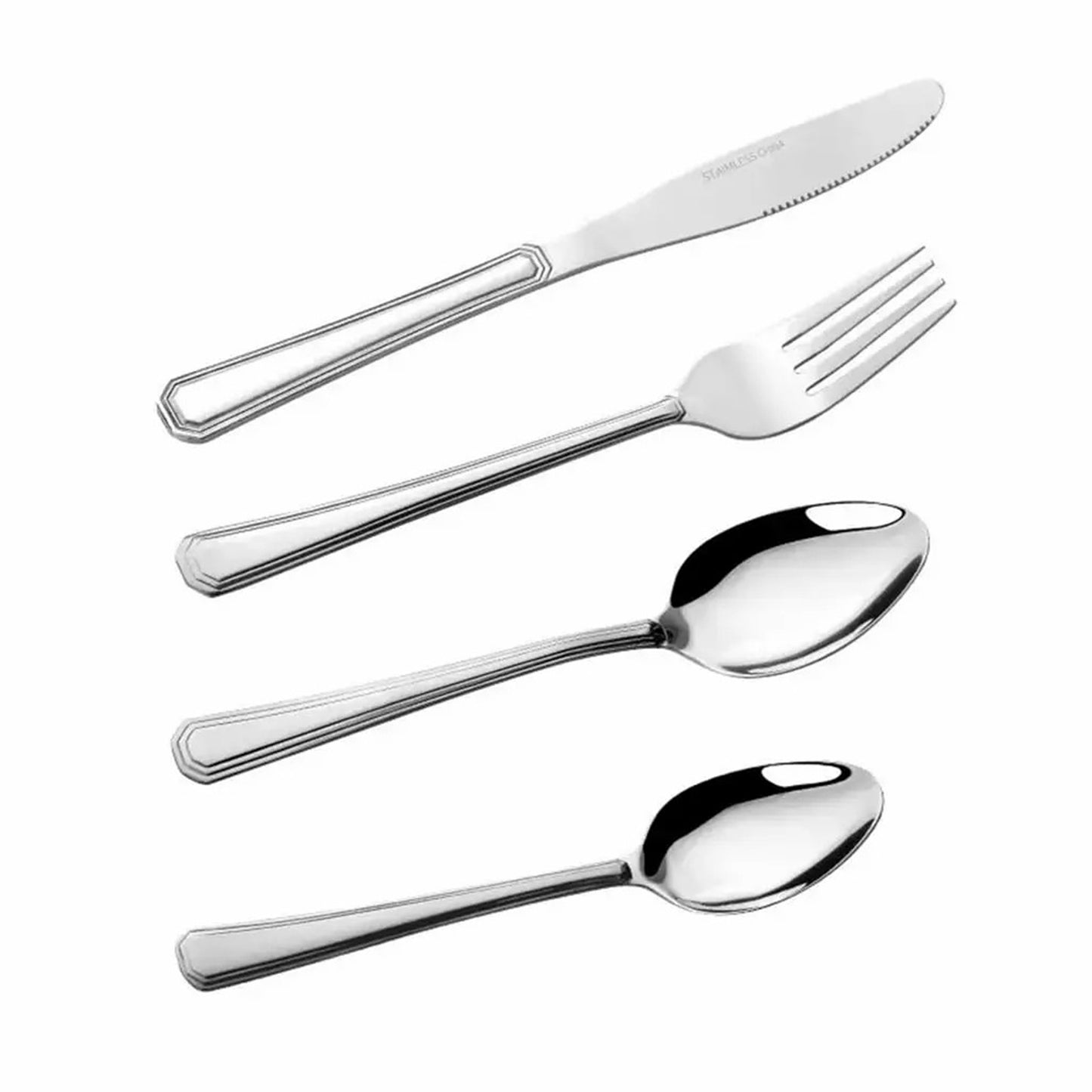 16-Piece Luxury Silver Tableware Set – Stainless Steel Utensils for 4 People | Fork, Knife, Spoon & Teaspoon | Durable, Elegant