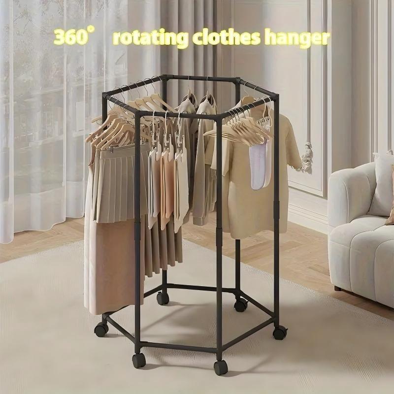 Space-Saving Hexagonal Metal Clothes Hanger – Sturdy Freestanding Rack with Multi-Arm Design for Bedroom, Dormitory & Balcony
