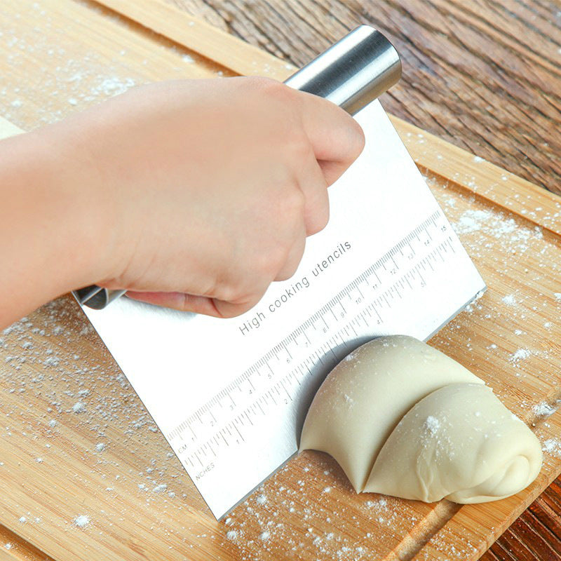 Stainless Steel Dough & Pastry Scraper – Cutter with Scale | Pizza, Cake & Baking Tool