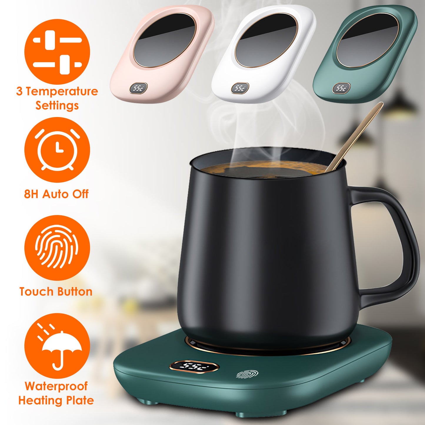Electric Coffee Mug Warmer – Auto Shut-Off USB Cup Heater with 3 Temperature Settings
