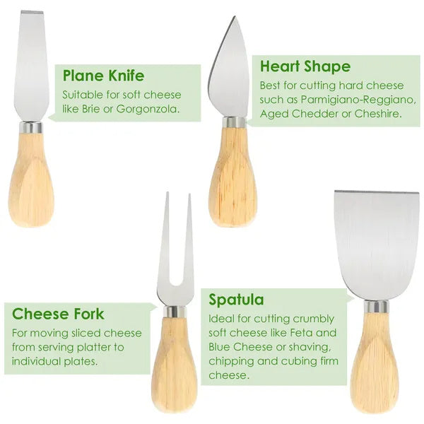 Bamboo Cheese Board & Charcuterie Platter – Serving Tray with Cutlery Set | Perfect for Weddings, Birthdays & Christmas