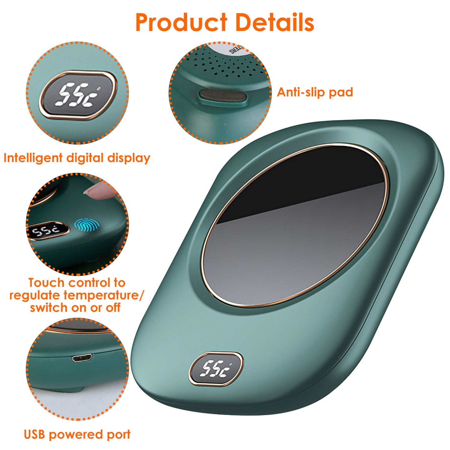 Electric Coffee Mug Warmer – Auto Shut-Off USB Cup Heater with 3 Temperature Settings