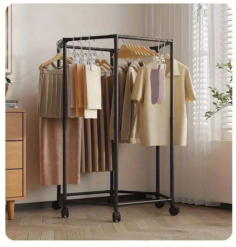 Space-Saving Hexagonal Metal Clothes Hanger – Sturdy Freestanding Rack with Multi-Arm Design for Bedroom, Dormitory & Balcony